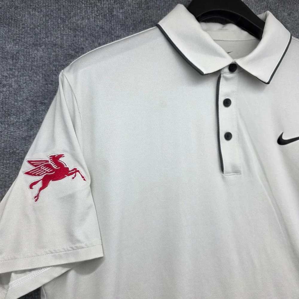 Nike Dri-FIT Mens Golf Polo Shirt Off-White Pegasus Keeton Park Size M